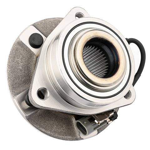 Front Wheel Bearing And Hub Assembly For 2005-2006 Chevy Equinox, 2006 Pontiac Torrent, And 2002-2007 Saturn Vue 5 Lug With ABS Sensor, OE 513189 Compatible Replacement, Easy Bolt-On Install, Premium Hub Assembly front view