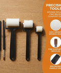 6 Piece Foam Sponge Roller And Brush Set Hella Smooth Kids Painting Tools Easy Art Craft Supplies showing foam rollers and fine brushes.