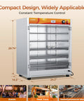 Top Shelf Heavy Duty Commercial Food Warmer Cabinet Featuring Spacious 133 Quart Five Tier Layout With Lightning Fast Nine Hundred Watt Rapid Heater Built Tough For Busy Kitchens And Caterers Who Need Reliable Hot Holding Performance Daily, compact design, stainless steel, 28.74" height.