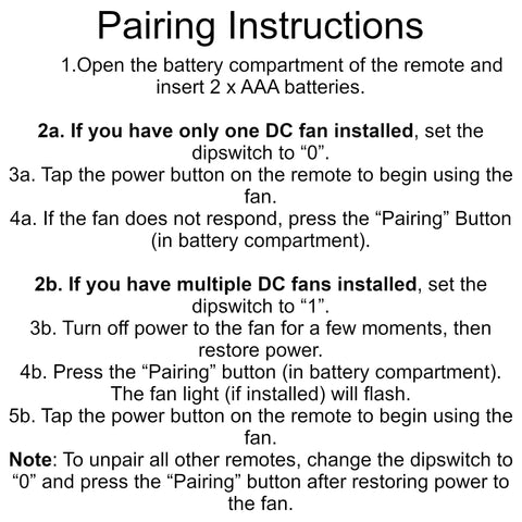 Ceiling Fan Remote Control TR198A With Wall Holder For UC7225T CHQ7225T Fans Pairing Instructions Diagram