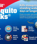 Organic Mosquito Dunk Larvicide Outdoor Pond And Bird Bath Bug Stopper floating in standing water demonstrating mosquito control.
