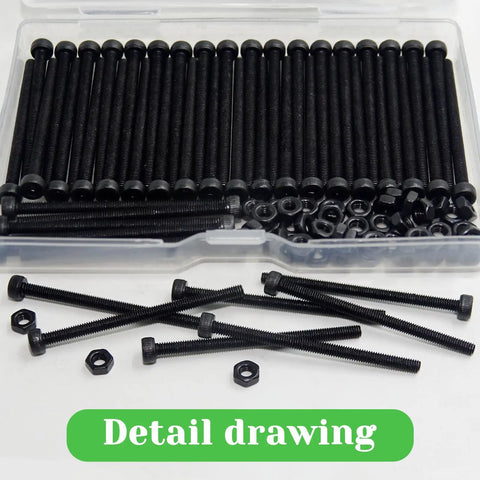 100-Piece M3 X 45mm Hex Socket Head Cap Screws Bolts In Carbon Steel With Black Oxide Finish in packaging