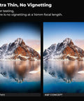 Comparison of mountain images showing no vignetting with 52mm UV Protection Filter With 18 Layer Multi Coatings Ultra Slim Design.