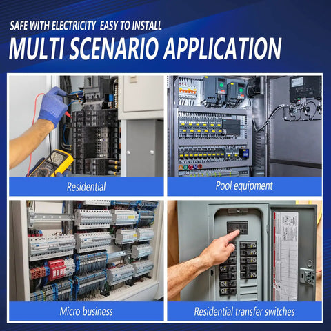 Various installations using Two Pole 100 Amp Plug-On Molded Case Circuit Breaker with thermal magnetic protection.