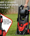 Heavy Duty Beast 4800 PSI Pressure Washer With Four Quick Connect Nozzles Inlet Hose And Filter 500 ML Soap Tank Red on grass
