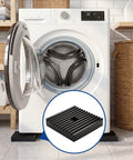 Straight Up Heavy Duty Rubber Shock Isolation Pads Eight Pack Four By Four By One Inch Vibration Dampening Blocks under washing machine.