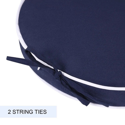 Close-up of Outdoor Bistro Chair Cushions Set Of 2, 15 Inch Round Seat Cushions with ties, showing water-resistant polyester fabric