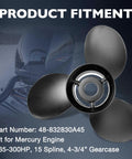 14.5 X 19 Pitch Aluminum Outboard Propeller With Flo Torq Hub Kit Included, 15 Spline, Right Hand Rotation shown from top