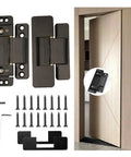 Ultra Thin Hidden Door Hinges Black For Secret Doors Invisible Concealed Butt Hinge Heavy Duty Adjustable Stealthy Flush Mount