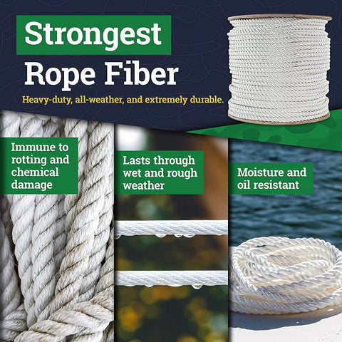 Image of Heavy Duty Twisted Nylon Rope For Indoor And Outdoor Use All Purpose Utility Cord with strong fiber and durability features.
