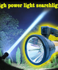 Beast Bright Handheld LED Spotlight Torch with USB Rechargeable Battery long throw searchlight beam in dark outdoor setting