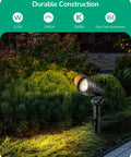 Low Voltage LED Landscape Lights 4 Pack, 3.2W 240LM, 3000K Warm White spotlight illuminating garden shrubs