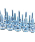 Knurled Thumb Screws M3 X 10Mm Flat Knurled Head Fully Threaded 30 Piece Set Carbon Steel Galvanized Finish Double Layer Step