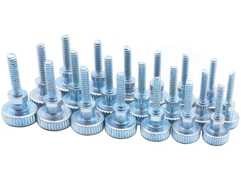 Knurled Thumb Screws M3 X 10Mm Flat Knurled Head Fully Threaded 30 Piece Set Carbon Steel Galvanized Finish Double Layer Step
