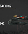 Heavy Duty 50 Amp Range Power Cord With Four Prong Flat Plug, Four Feet, One Quarter Inch Flanged Terminals coiled with specs