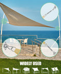 Heavy Duty Stainless Steel Shade Sail Hardware Kit 6 Inch Fittings 44 Pieces For Triangle And Rectangle Canopies All Weather Rustproof 304 Stainless Steel Outdoor Patio Garden Backyard Shade Setup, installed on seaside patio.