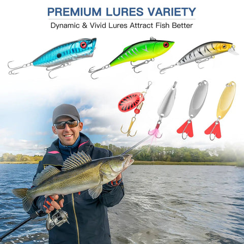 bass fishing lure assortment Lake Pro Tackle Complete Kit Zuris best striped bass producers Bank Beater Bundle | Bass