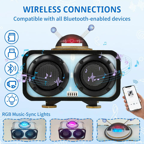 Bluetooth Speaker Kit For Beginners Build Your Own Dual Speaker With RGB Music Sync Lights showing wireless capability and phone connectivity
