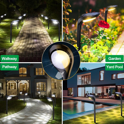 Four Pack Solar Pathway Lights For Outdoor Use No Wiring Required Waterproof Landscape Lighting For Garden Yard Driveway