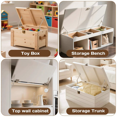 2 Pack Soft Close Hinges For Toy Boxes And Chests Heavy Duty Lid Support For Wooden Trunks Cedar Chests And Benches Installed
