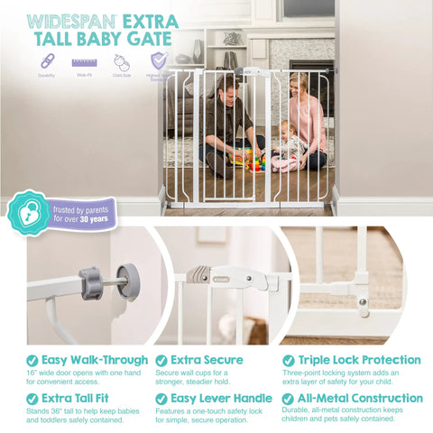 Extra Tall 36 Inch By 49 Inch Baby Gate Walk Through Pressure Mounted For Doorways And Bottom Of Stairs Keeps Toddlers And Pets Safe