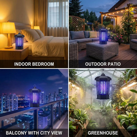 High Voltage 4200V Indoor Outdoor Killer Bug Zapper Lighthouse Shaped Insect Trap in various settings