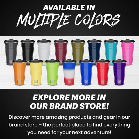 Red 24 Oz Insulated Stainless Steel Party Cup With Lid No Sweat Double Wall Vacuum Insulated Tumbler For Patio Camping Outdoor Use Reusable Metal Drinkware in various colors