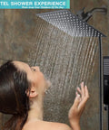 8 Inch Rain Shower Head With Handheld, High Pressure Stainless Steel, Two Settings, Rainfall Shower Combo in use