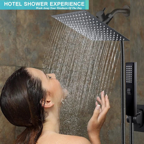 8 Inch Rain Shower Head With Handheld, High Pressure Stainless Steel, Two Settings, Rainfall Shower Combo in use
