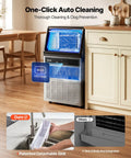 Top Notch Commercial Ice Maker Cranking Out 120 Lbs Daily With Slick Under Counter Design, Built In Self Cleaning, And Rugged Stainless Steel Shell, showing auto-cleaning feature.