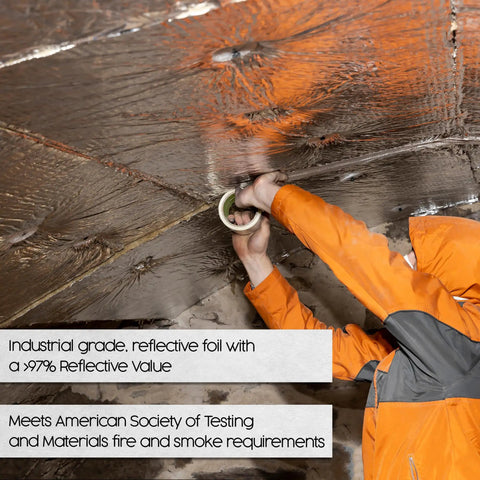 Top Shelf Radiant Barrier Foil Roll With Heavy Duty Reflective Insulation That Kicks Serious Attic Heat And Keeps The Place Chill While Slashing Power Bills At 250 By 4 Feet, showing installation in progress.