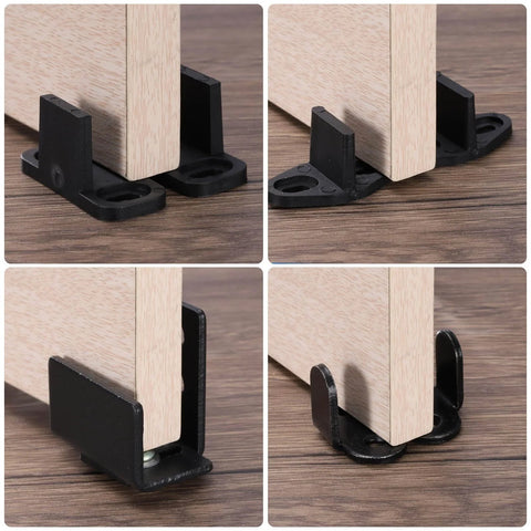 Four installed Two Pack Barn Door Floor Guides Made Of Pom Flat Bottom Track Stopper For Smooth Sliding Non Slotted Floor Guide