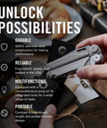 Person holding Wave Plus Do-It-All 18-In-1 Full-Size Multi Tool For DIY Home Garden Outdoors and Everyday Carry EDC Stainless Steel.
