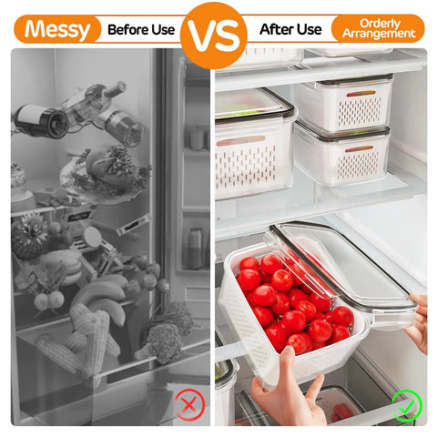 5 Pack Leakproof Produce Containers With Removable Colanders Slick Fridge Organizer Bins Built To Keep Berries Greens And Meat Fresh Longer Tight Seal Quick Rinse Kitchen Game Changer