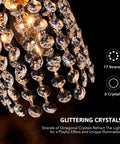 Close-up of glittering octagonal crystals on 3 Light Crystal Vanity Sconce Over Mirror With Nickel Finish For Bathroom Hallway Living Room