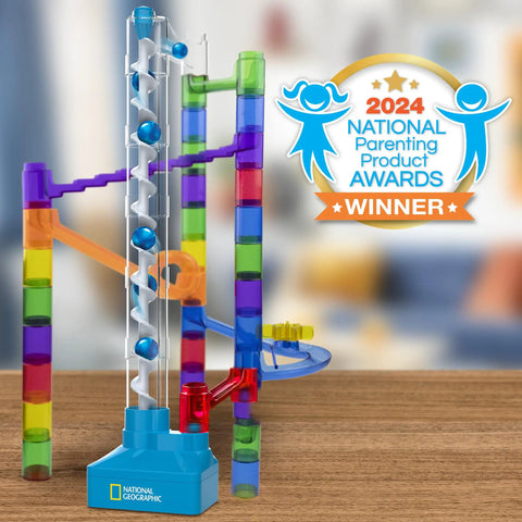Epic Marble Run Kit With Motorized Elevator And Spiral Lift 150 Piece Marble Maze Set With 30 Marbles, award-winning design