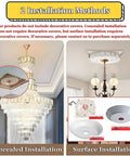Image showing 2 installation methods for Heavy Duty Electric Chain Hoist With Protective Cover, for ceiling lights.