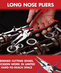 3 Piece Pliers Set Including 8.5 Inch Linesman, 8 Inch Needle Nose Pliers, 6 Inch Diagonal Cutter used in mechanical repair