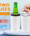 Premium 4 Pack 16 Oz Sublimation Beer Can Cooler Blanks, double-walled, insulates beer for 8 hot and 12 cold hours.