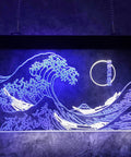 Great Wave Off Kanagawa LED Neon Sign Wall Art Dope Ukiyoe Vibe For Modern Rooms 16x24 Inches Blue And White Neon Light Decor