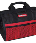 Soft Tool Bag With Wide Opening Design For 13 Inch Tools Black Durable Carrying Case Model 9 37535 with red mesh pockets
