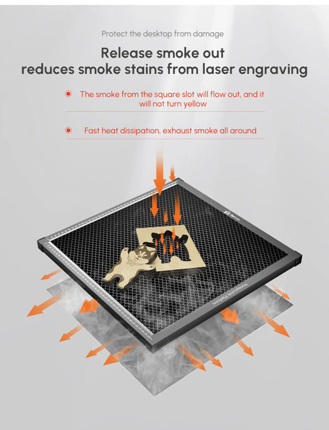 Honeycomb Laser Bed 450x450mm Working Table For Laser Engravers Aluminum Panel with smoke dissipation feature