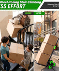 Stair Climbing Dolly With Six Wheels For Heavy Duty Loads 2 In 1 Hand Truck Cart With Elastic Cords To Secure Loads And Flat Ground 440lb Lift Capacity 220lb Climb Capacity Plus Folding Design Non Slip Wheels For Easy Storage, stair move