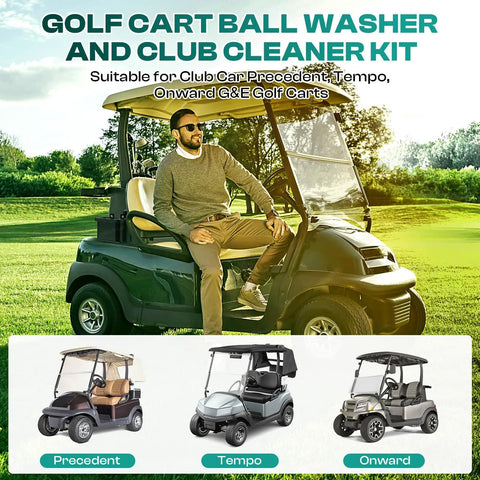 Heavy Duty Golf Cart Ball Washer And Club Head Cleaner Kit Rear Mount compatible with Club Car Precedent Tempo Onward.