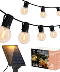 Solar Powered LED Outdoor String Lights 27 Ft Warm White Edison Bulbs With Detachable Solar Panel and Packaging Visible
