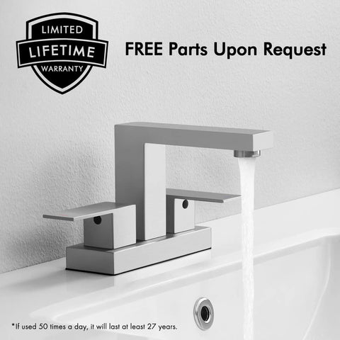 Black 4 Inch Centerset Bathroom Faucet With Stopper And Overflow, SUS304 Stainless Steel, Lead Free NSF Certified, modern design