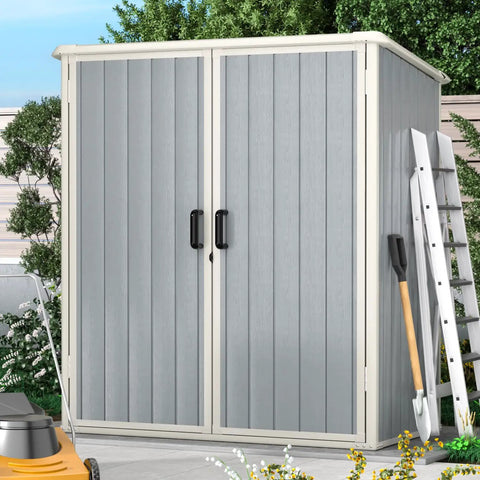 5x3 Foot Resin Outdoor Storage Shed With Floor And Lockable Door heavy duty plastic shed for tools in garden setting