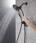 Dual Shower Head With Handheld Spray 2 In 1 Matte Black With Hose 1.75 GPM Flow Rate Four Spray Options For Full Body Massage