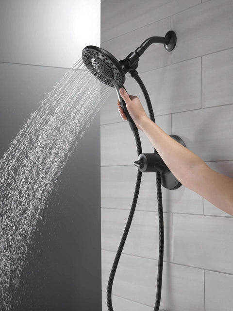 Dual Shower Head With Handheld Spray 2 In 1 Matte Black With Hose 1.75 GPM Flow Rate Four Spray Options For Full Body Massage