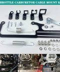 EZ EFI Cable Mount Kit for Carburetor Throttle Cable Bracket with TV Cable Routing and GM 700R4 Transmission Bracket Fitment Easy Install and Rugged Aluminum Mounts, black steel and aluminum parts